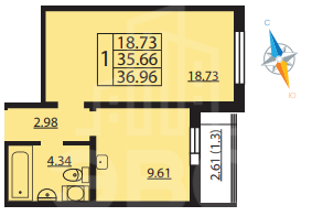 однокомнатная квартира в Санкт-Петербурге по адресу: Лидии Зверевой ул., 3, к 4