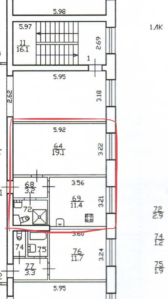 однокомнатная квартира в Санкт-Петербурге по адресу: Большеохтинский проспект, 22, к 2