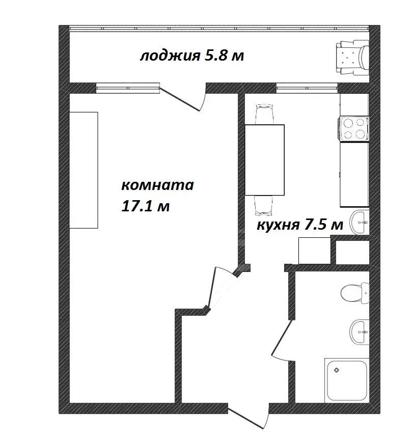 однокомнатная квартира в Санкт-Петербурге по адресу: Александровской Фермы проспект, 2