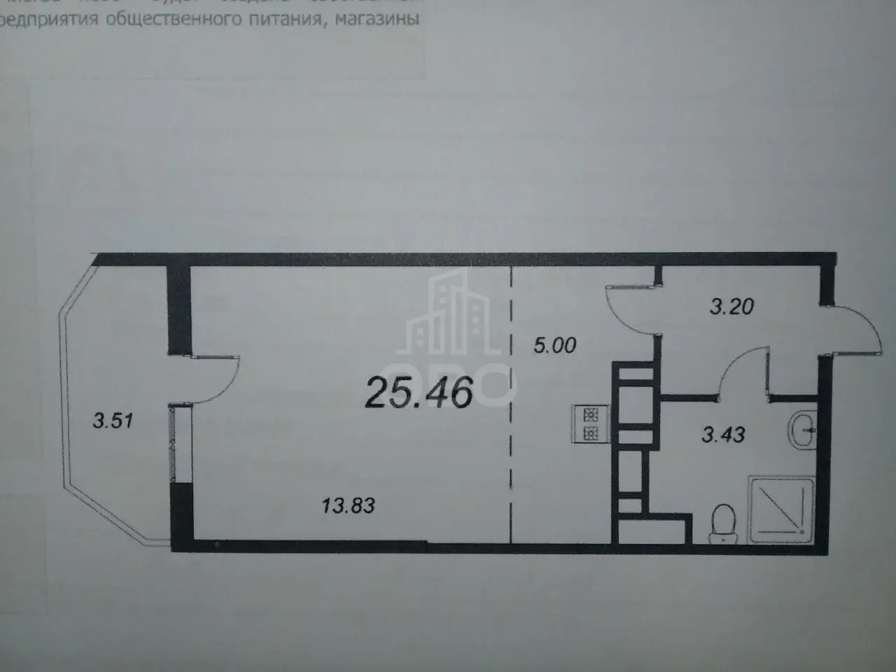 однокомнатная квартира в Санкт-Петербурге по адресу: Комендантский проспект, 66, к 1