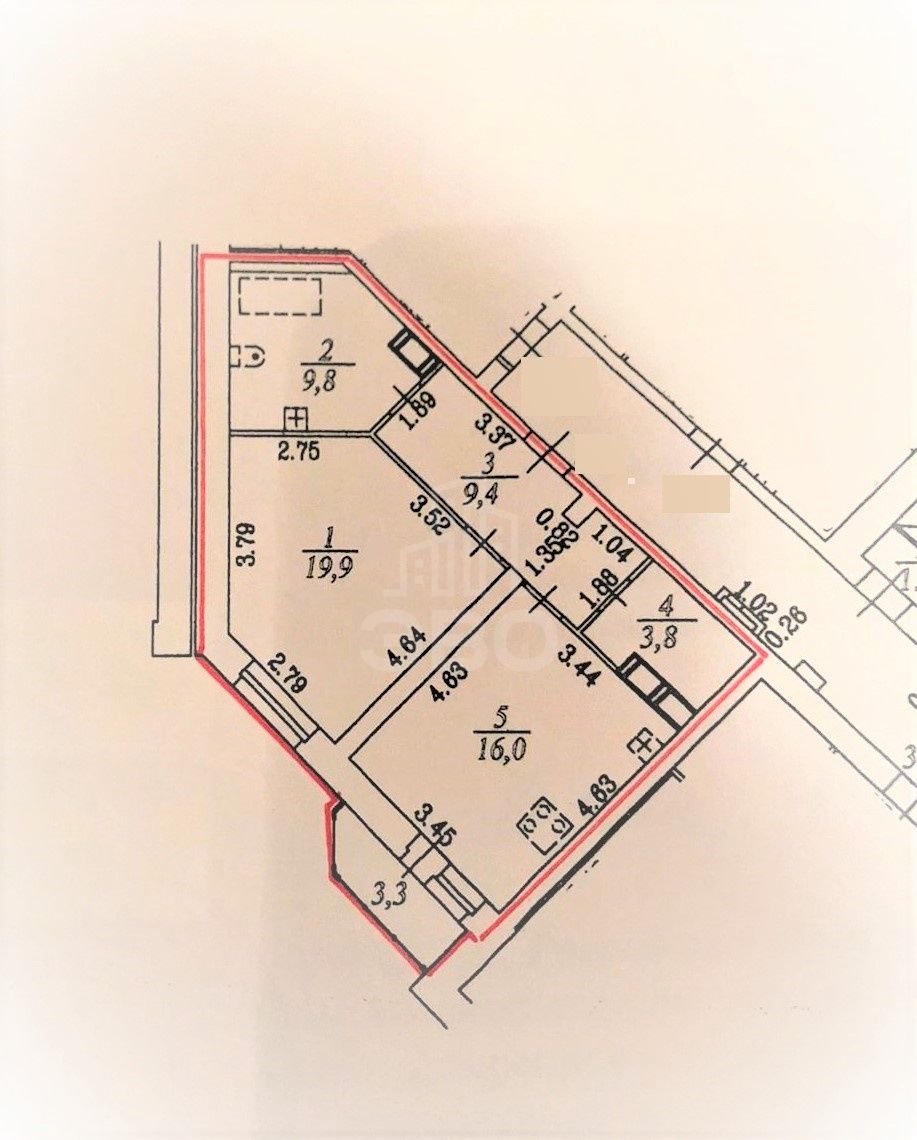 однокомнатная квартира в Санкт-Петербурге по адресу: Есенина ул., 1, к 1
