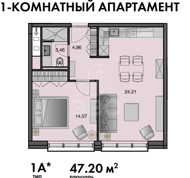однокомнатная квартира в Санкт-Петербурге по адресу: Средний В.О. проспект, 83, к 2, литера А