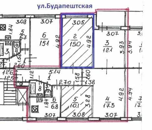 комната в Санкт-Петербурге по адресу: Будапештская ул., 8