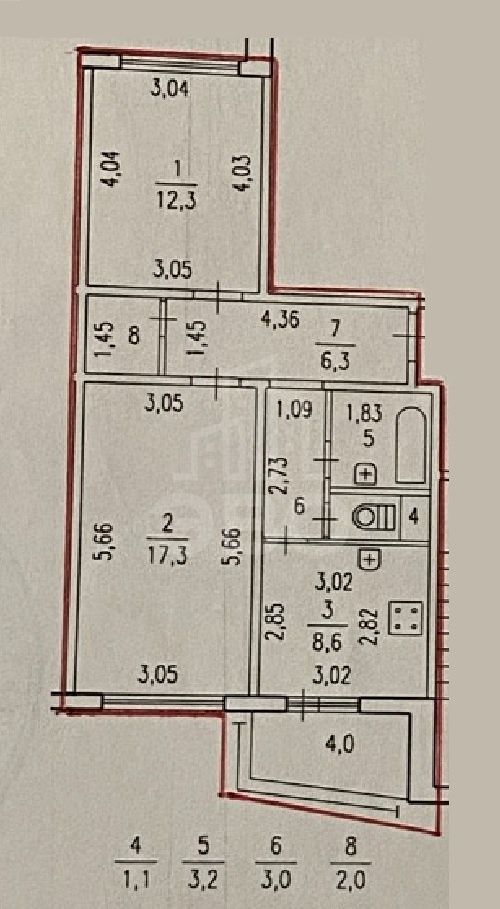 двухкомнатная квартира в Санкт-Петербурге по адресу: Дунайский проспект, 5, к 7