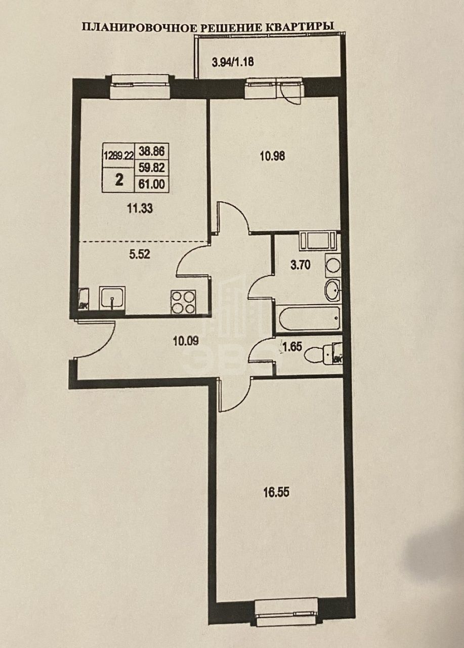 двухкомнатная квартира в Санкт-Петербурге по адресу: Ветеранов проспект, 169, к 6