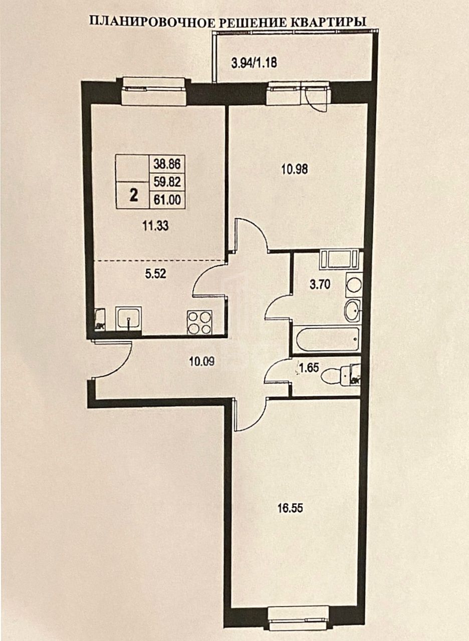 двухкомнатная квартира в Санкт-Петербурге по адресу: Ветеранов проспект, 169, к 6