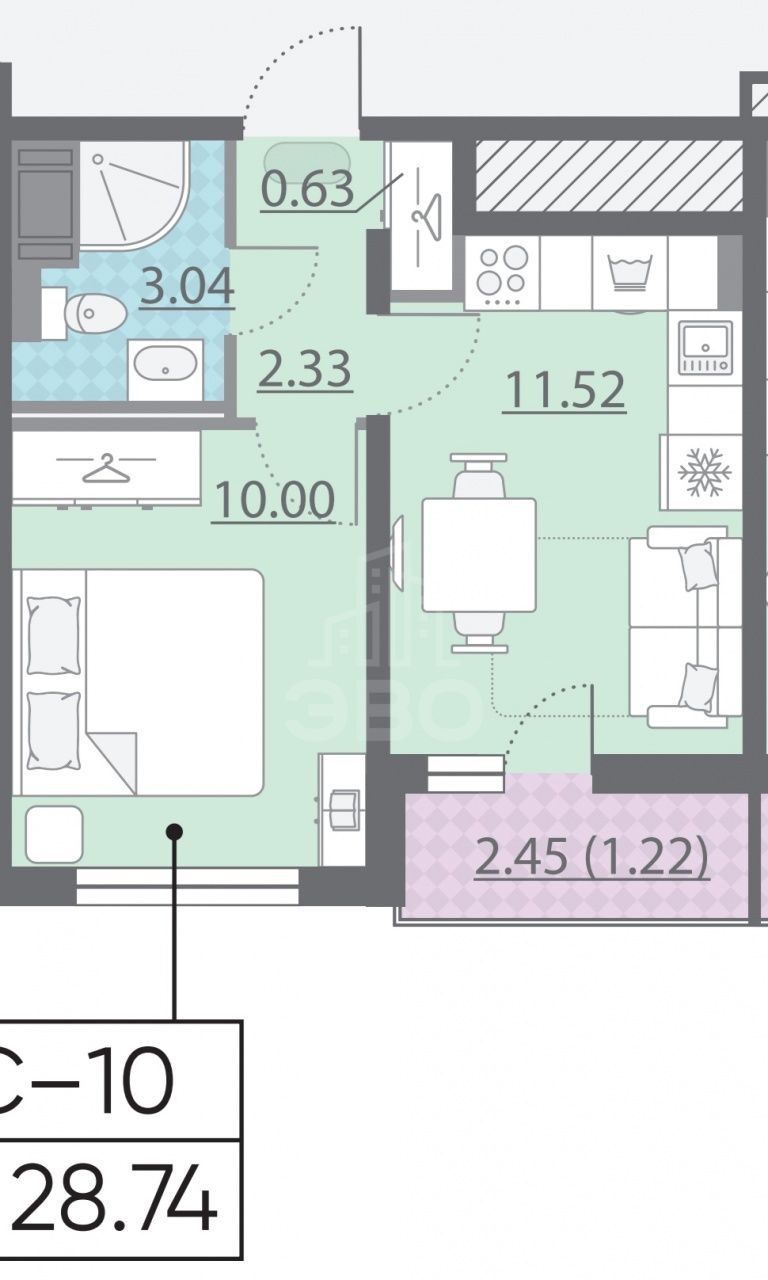 однокомнатная квартира в Санкт-Петербурге по адресу: Пискаревский проспект