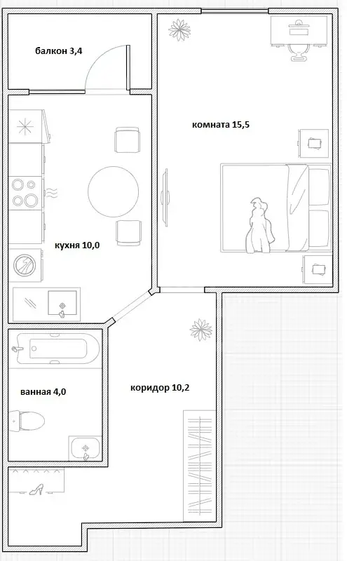 однокомнатная квартира в Санкт-Петербурге по адресу: Русановская ул., 17, к 3, литера А