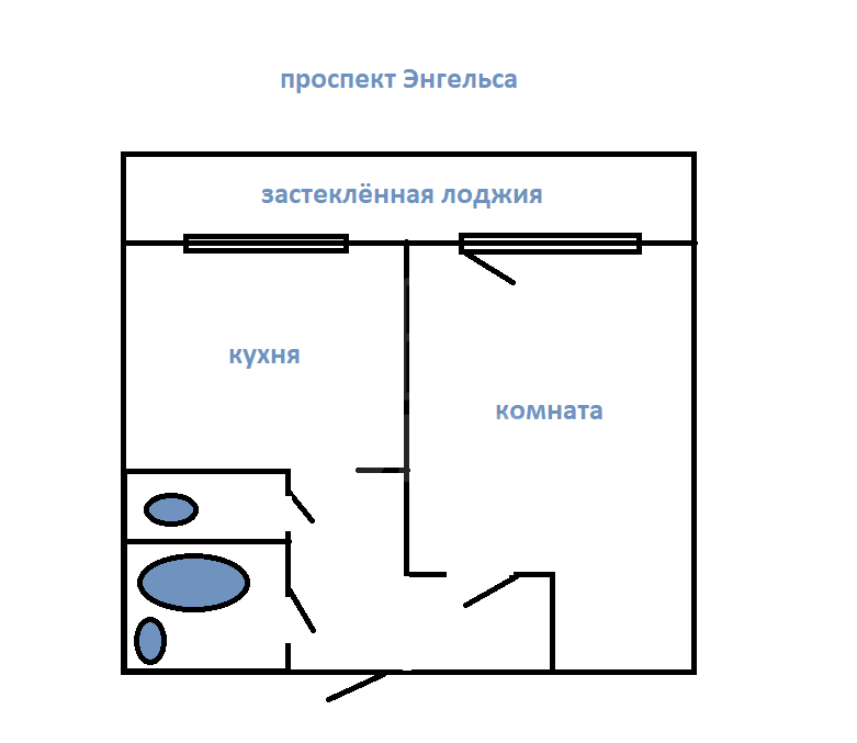 однокомнатная квартира в Санкт-Петербурге по адресу: Энгельса проспект, 150, к 1