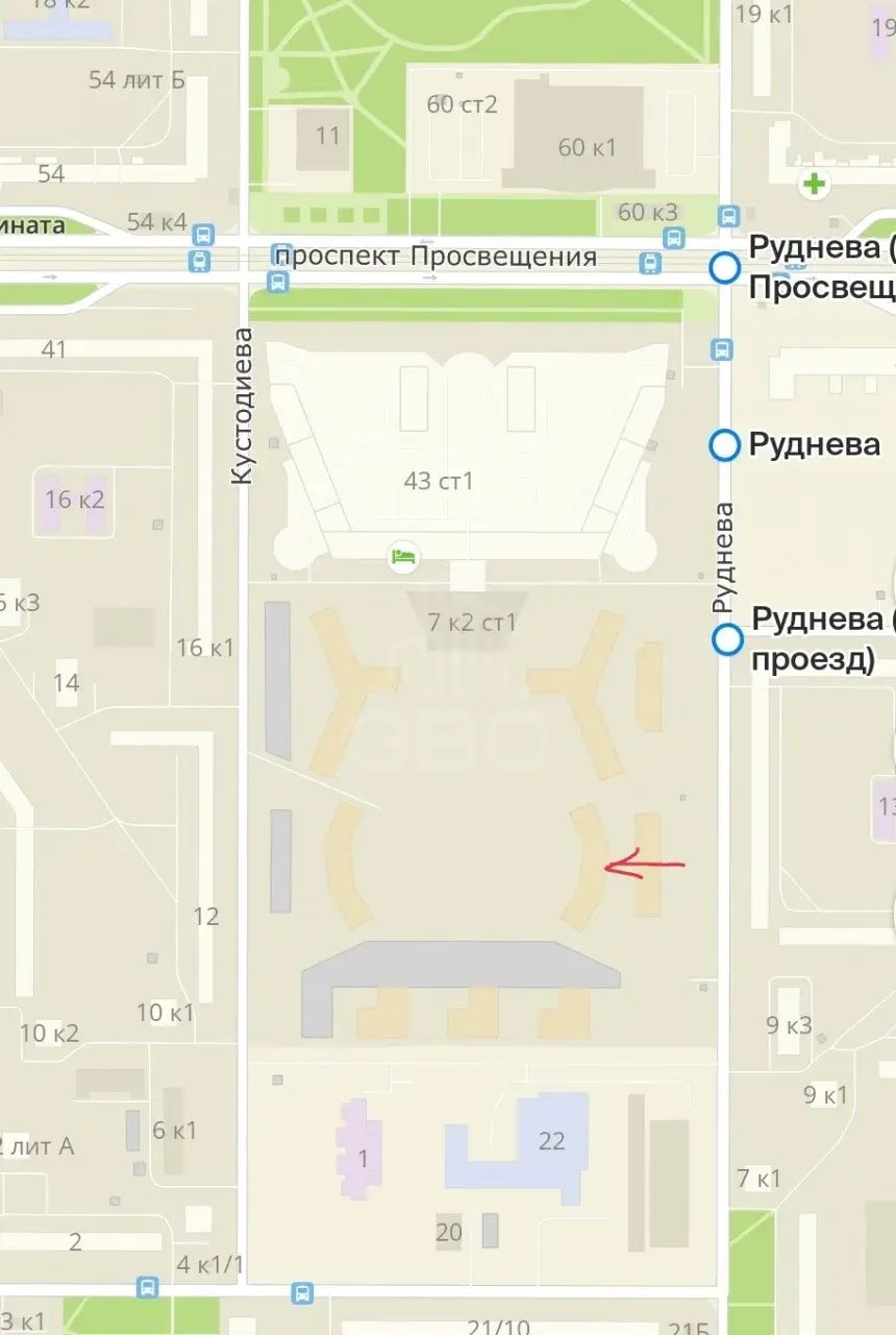 однокомнатная квартира в Санкт-Петербурге по адресу: Руднева ул., 16
