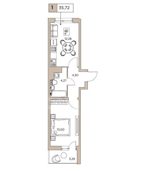 однокомнатная квартира в Санкт-Петербурге по адресу: Русановская ул., 24