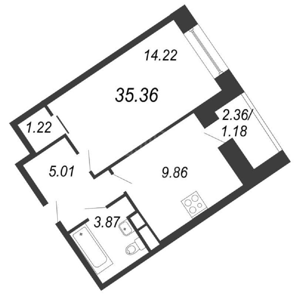 однокомнатная квартира в Санкт-Петербурге по адресу: Плесецкая ул., 6