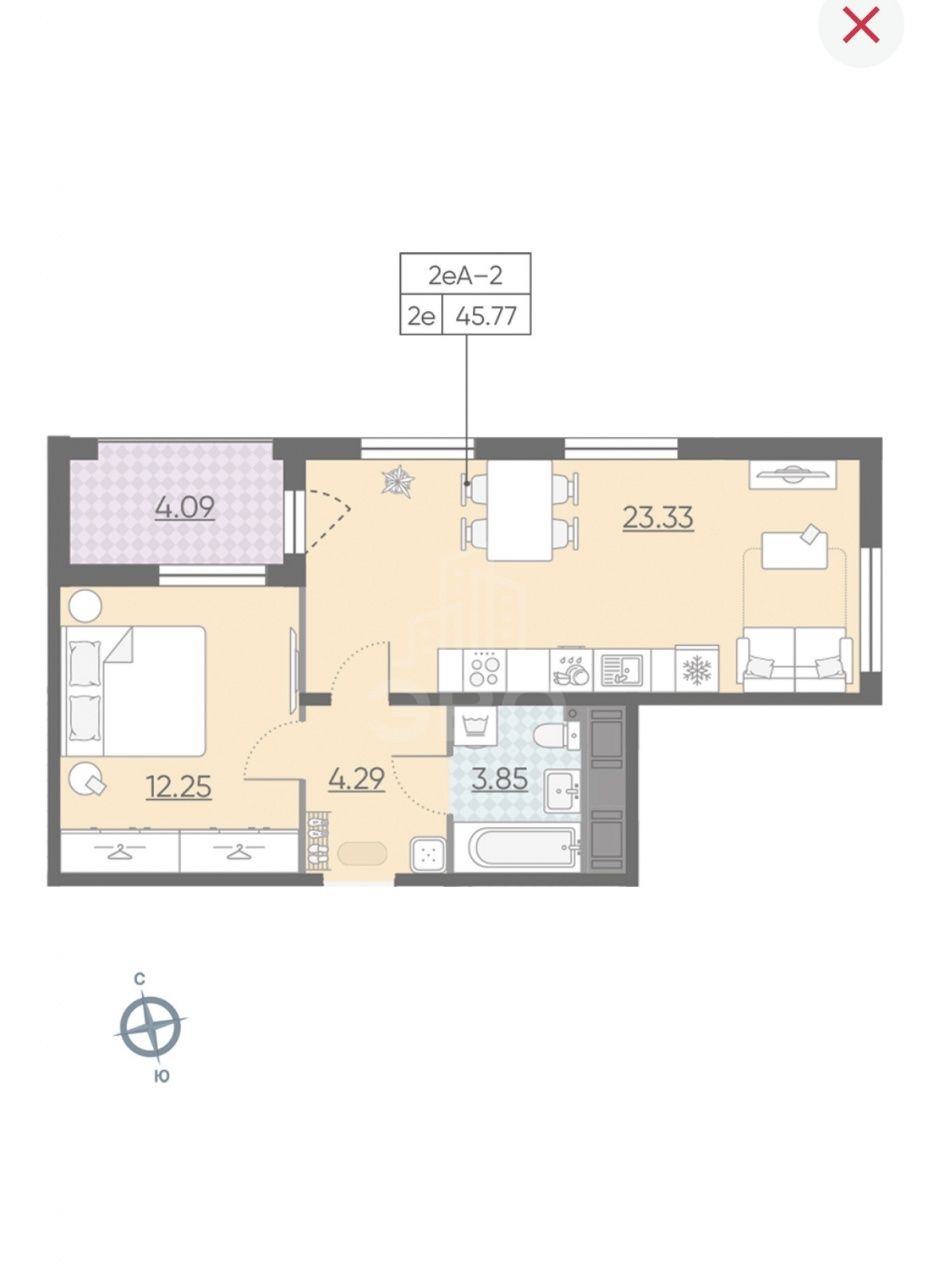 однокомнатная квартира в Санкт-Петербурге по адресу: жк морская набережная 1