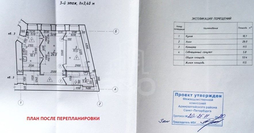 двухкомнатная квартира в Санкт-Петербурге по адресу: Перекопская ул., 3, литера А