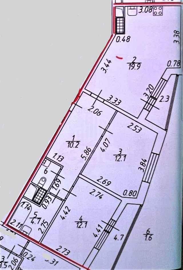 двухкомнатная квартира в Санкт-Петербурге по адресу: Типанова ул., 23, к 1