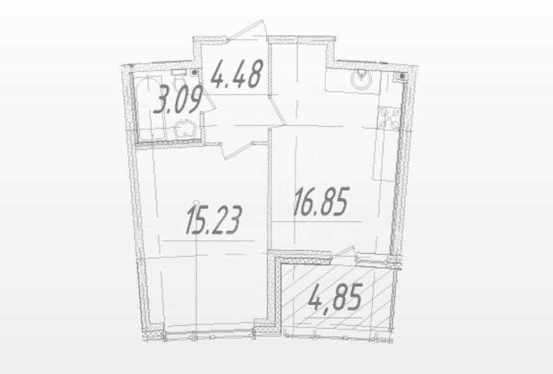 однокомнатная квартира в Санкт-Петербурге по адресу: Александра Грина б-р.