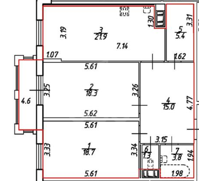 двухкомнатная квартира в Санкт-Петербурге по адресу: Исполкомская ул., 17, к 1