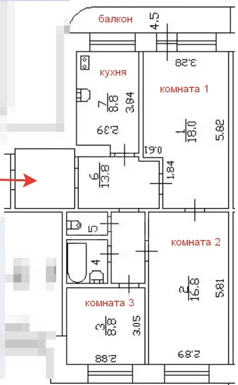 трехкомнатная квартира в Санкт-Петербурге по адресу: Ириновский проспект, 31/48, литера А