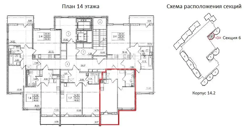 однокомнатная квартира в Санкт-Петербурге по адресу: Арцеуловская аллея, 15, к 2, строение 1