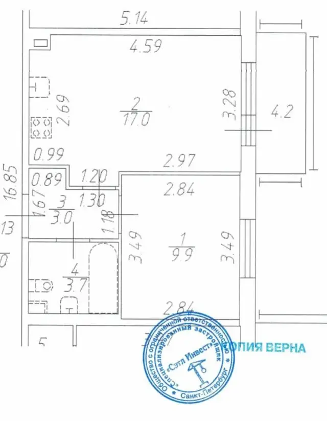 однокомнатная квартира в Санкт-Петербурге по адресу: Ивана Куликова ул., 12