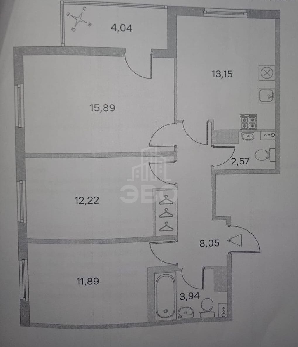 трехкомнатная квартира в Санкт-Петербурге по адресу: Буденного проспект, 24, к 3
