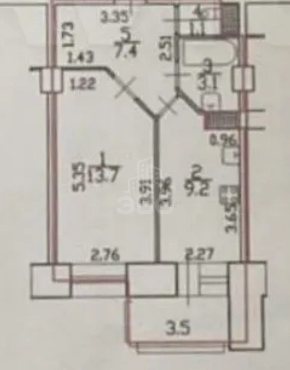 однокомнатная квартира в Санкт-Петербурге по адресу: Есенина ул., 1, к 1