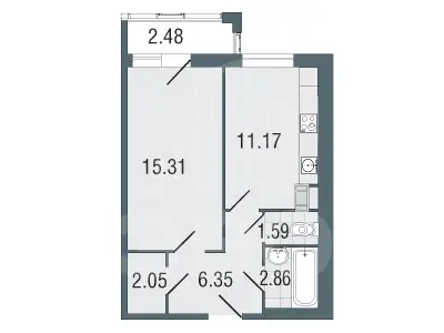 однокомнатная квартира в Санкт-Петербурге по адресу: Заозерная ул., 3