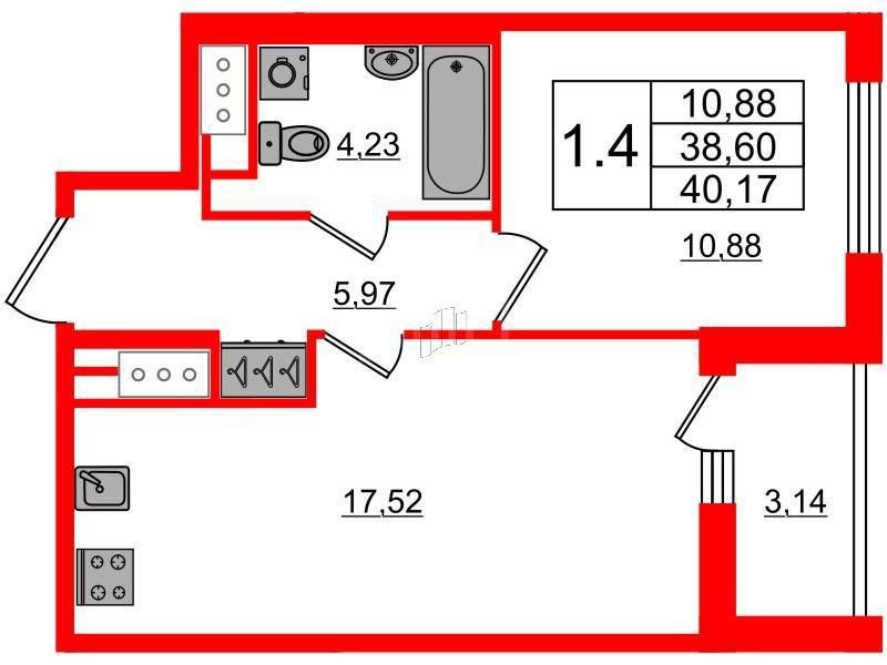 однокомнатная квартира в Санкт-Петербурге по адресу: Верхне-Каменская ул., 11, к 1