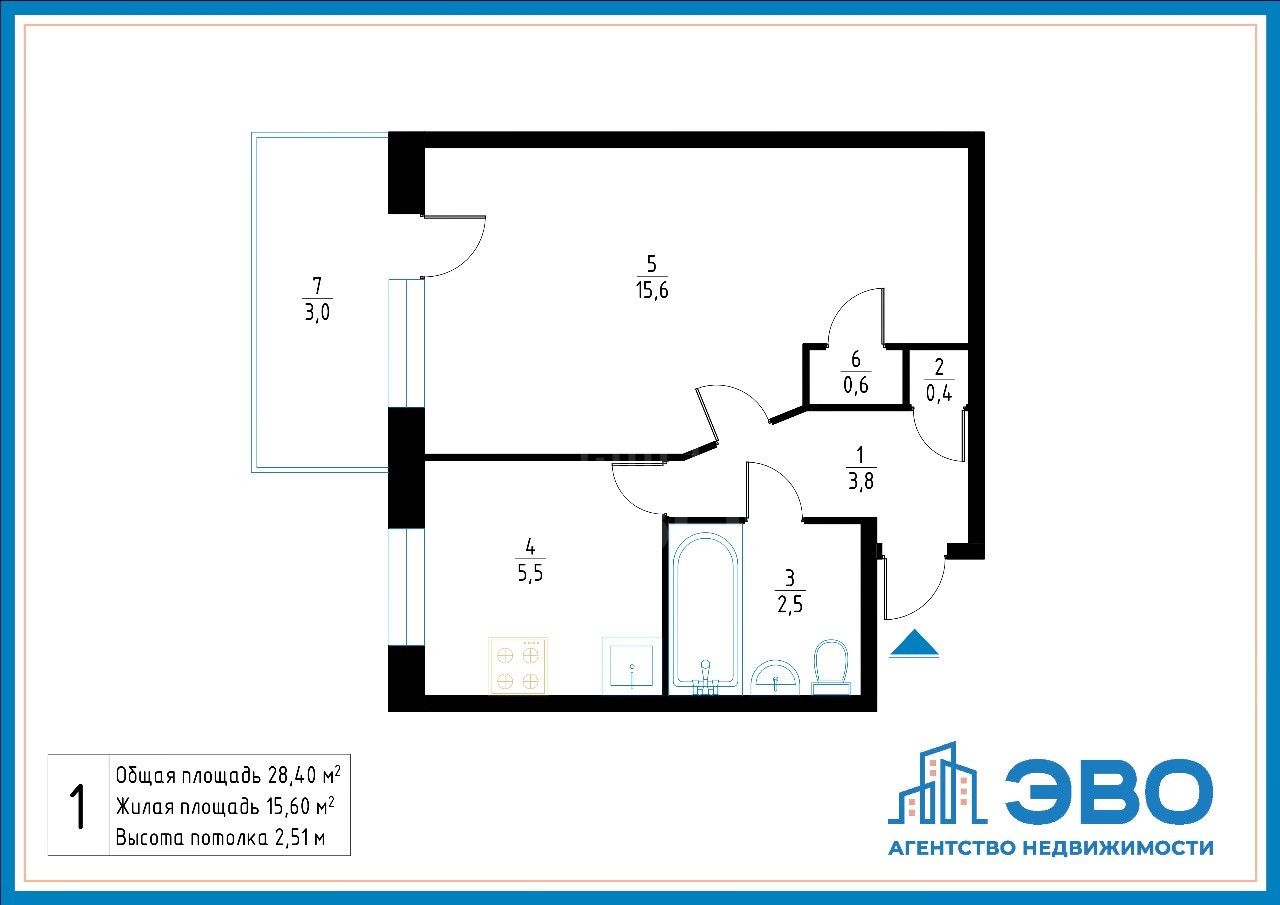 однокомнатная квартира в Санкт-Петербург по адресу: Космонавтов проспект, 27, к 5