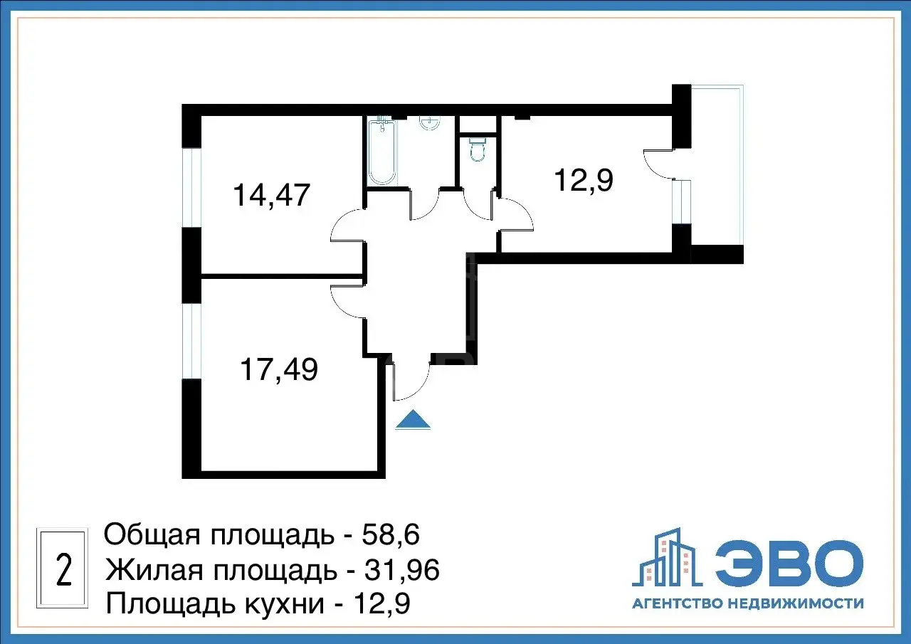двухкомнатная квартира в Ленинградской области по адресу: Областная ул., 1
