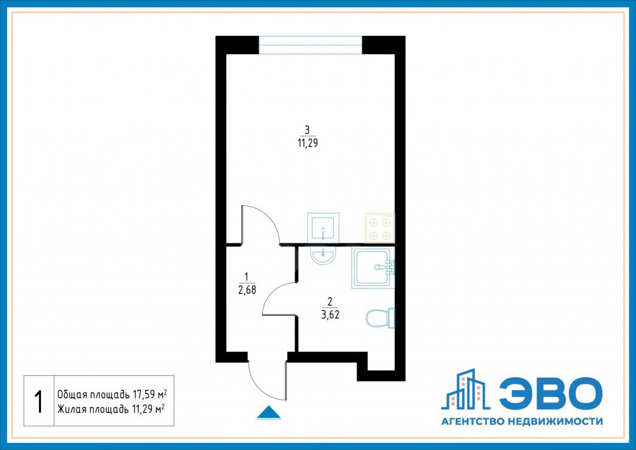студия в Ленинградской области по адресу: Сиреневая ул., 25, к 1