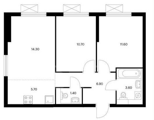 трехкомнатная квартира в Ленинградская область по адресу: Главная ул., 6, к 2