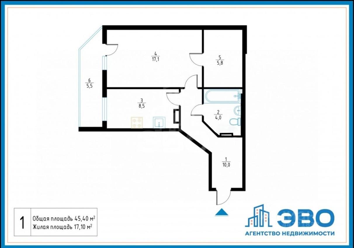 однокомнатная квартира в Санкт-Петербурге по адресу: Туристская ул., 24/42, литера А