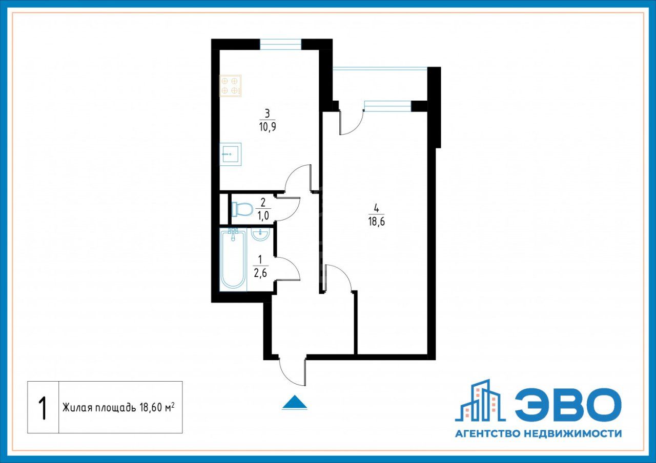 однокомнатная квартира в Санкт-Петербург по адресу: Ярослава Гашека ул., 24, к 1, литера А