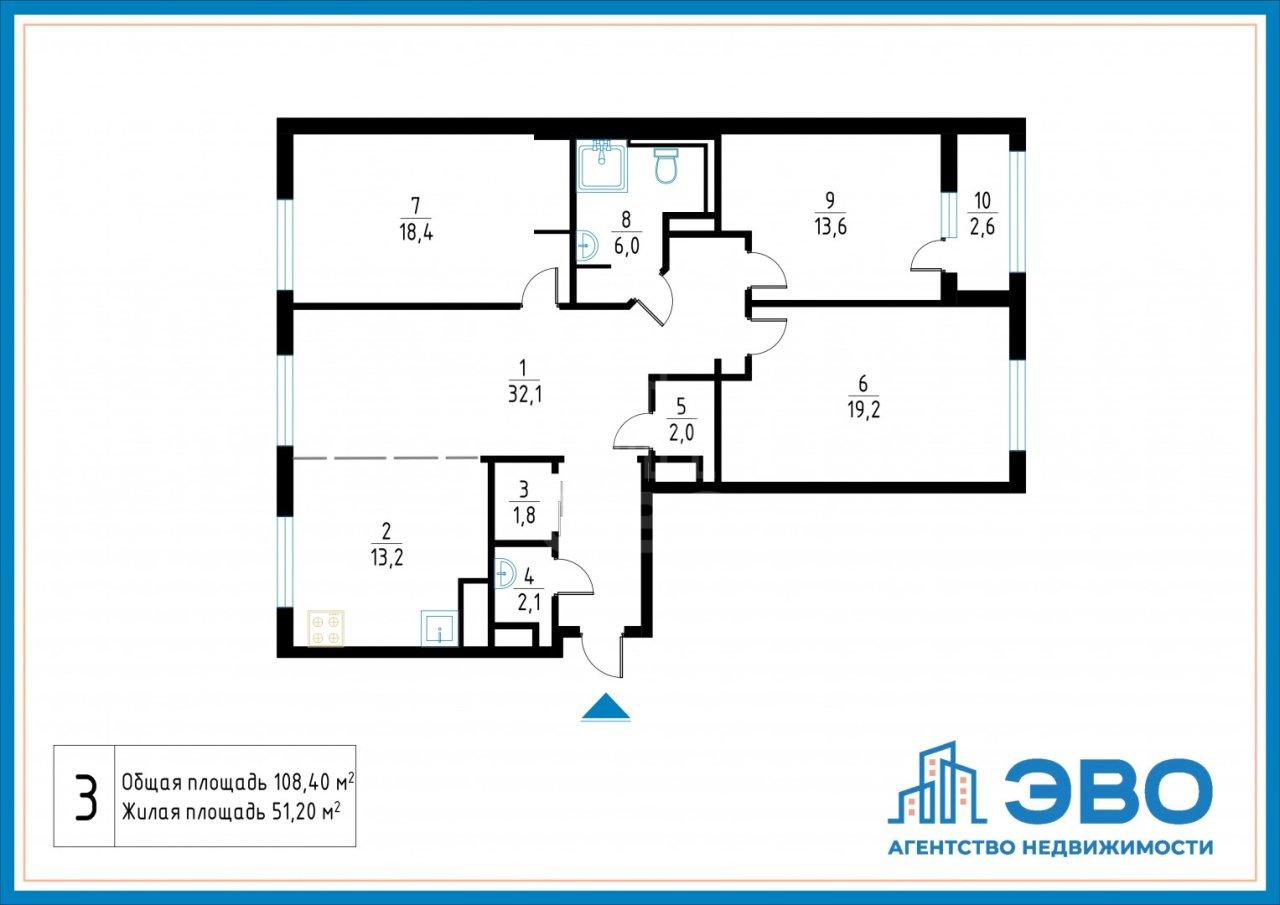 четырехкомнатная квартира в Санкт-Петербурге по адресу: Кременчугская ул., 17, к 2, литера а