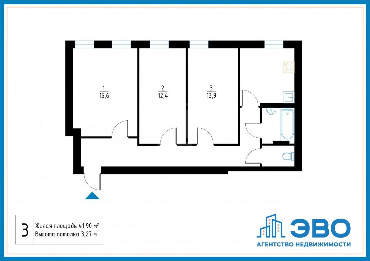 трехкомнатная квартира в Санкт-Петербурге по адресу: Парголовская ул., 12, литера б