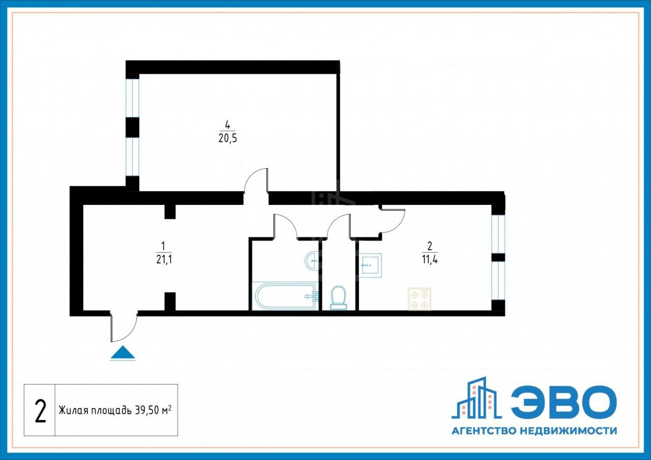 однокомнатная квартира в Ленинградской области по адресу: Межевая ул., 21