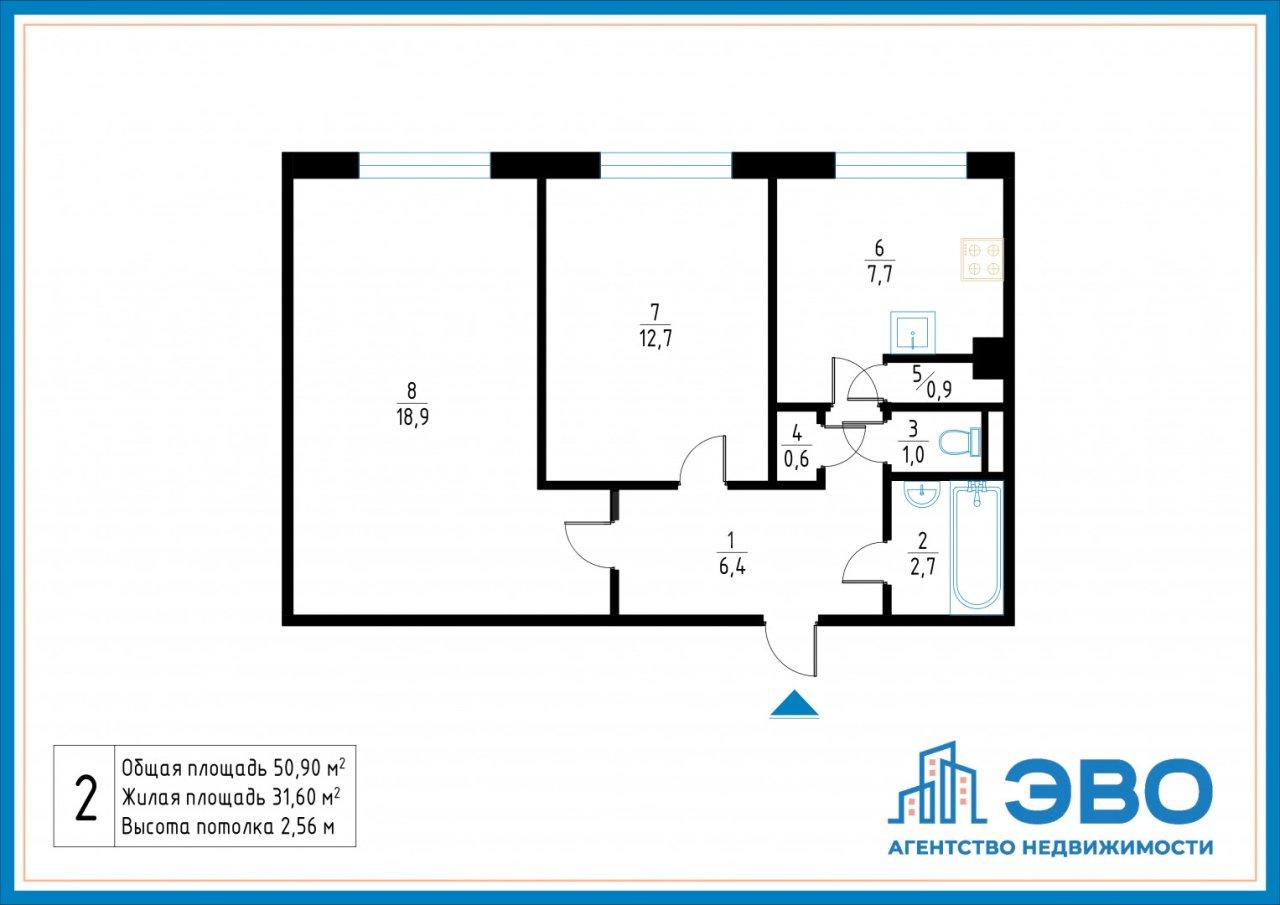 двухкомнатная квартира в Санкт-Петербурге по адресу: Долгоозёрная ул., 7, литера А