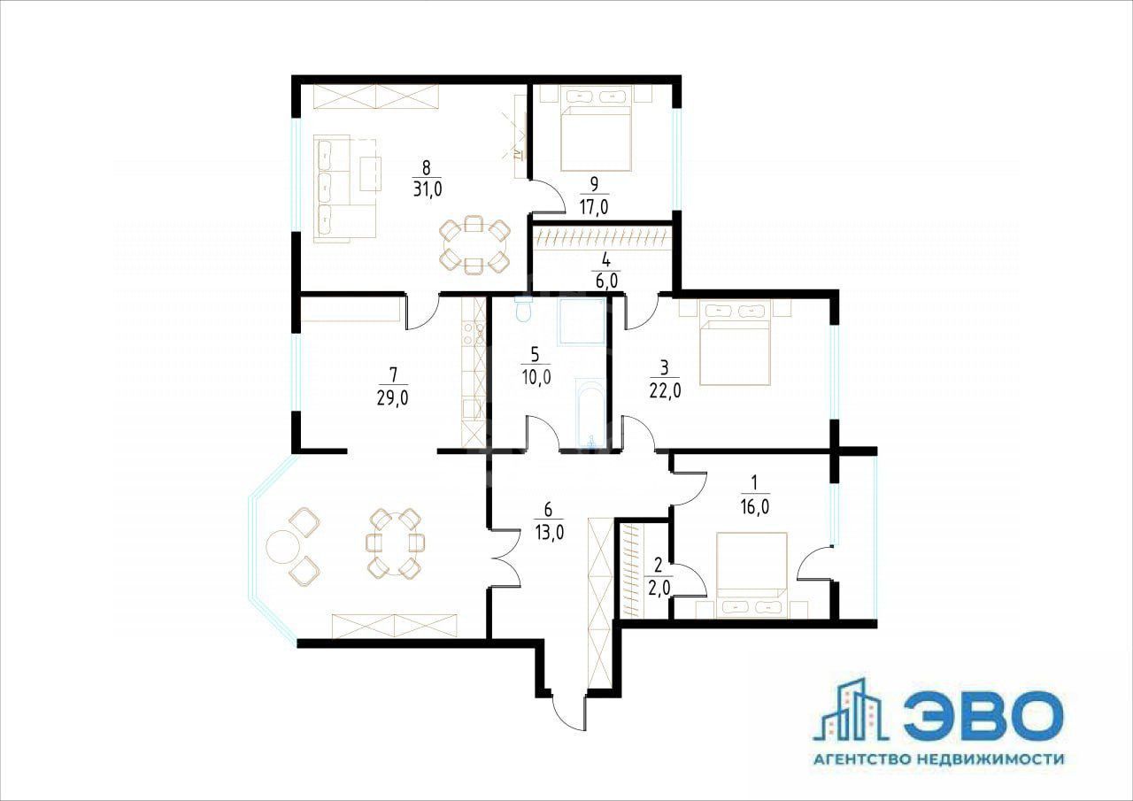 четырехкомнатная квартира в Санкт-Петербурге по адресу: Коломяжский проспект, 20, литера А