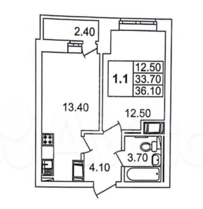 однокомнатная квартира в Санкт-Петербурге по адресу: Русановская ул., 16, к 3