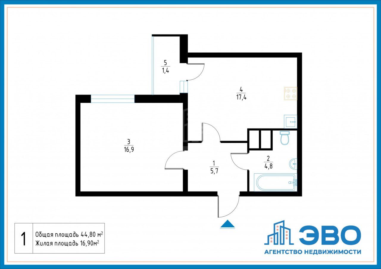 однокомнатная квартира в Санкт-Петербурге по адресу: Заставская ул., 46, к 1