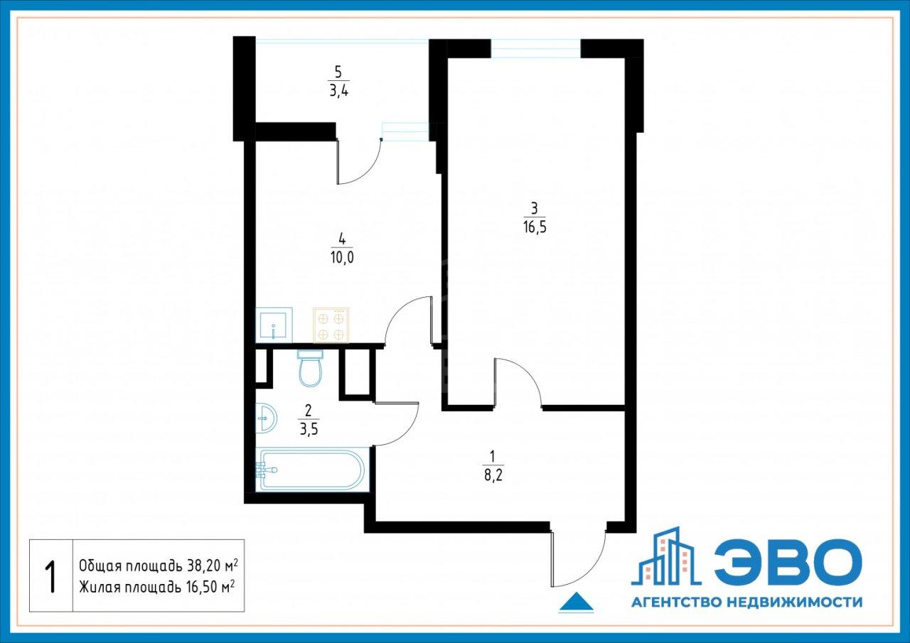 однокомнатная квартира в Санкт-Петербурге по адресу: Крыленко ул., 1, к 1, строение 5
