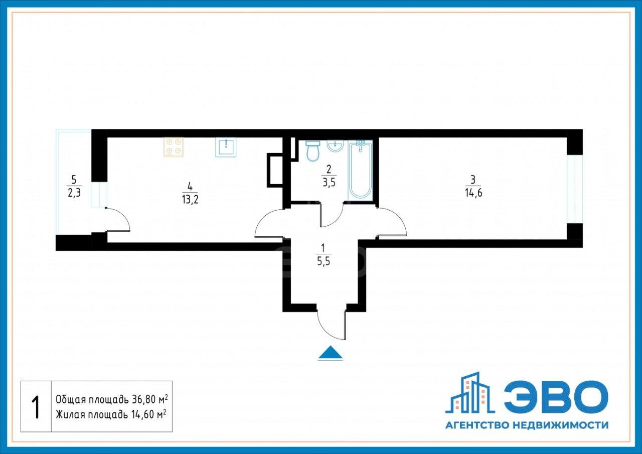 однокомнатная квартира в Санкт-Петербурге по адресу: Русановская ул., 18, к 6