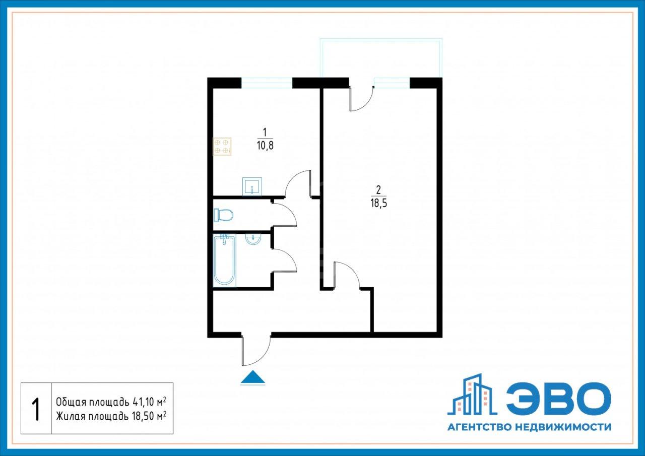однокомнатная квартира в Ленинградской области по адресу: Верхняя ул., 11