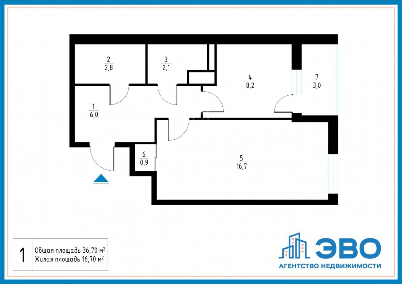 однокомнатная квартира в Санкт-Петербурге по адресу: Крыленко ул., 1, к 1, строение 4