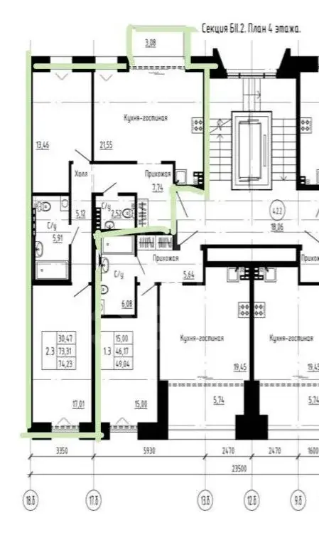 двухкомнатная квартира в Санкт-Петербурге по адресу: Масляный канал ул.