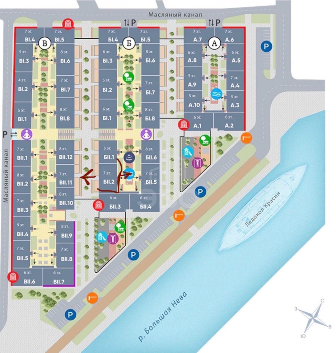 двухкомнатная квартира в Санкт-Петербурге по адресу: Масляный канал ул.