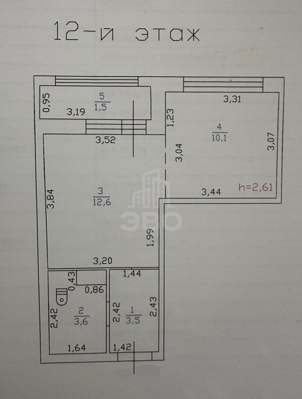 однокомнатная квартира в Ленинградской области по адресу: Авиаторов Балтики проспект, 25