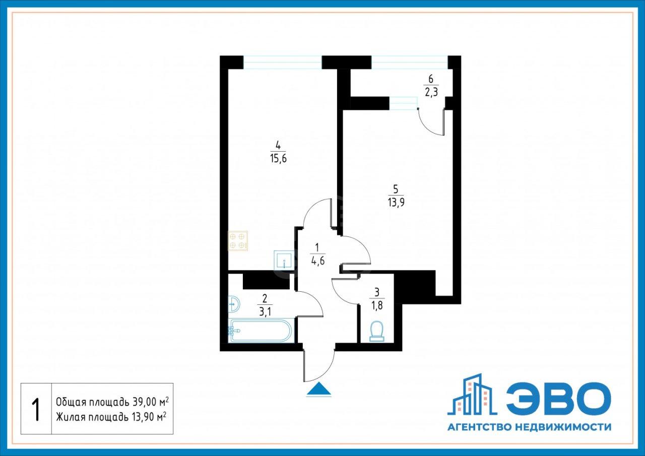однокомнатная квартира в Санкт-Петербурге по адресу: Пискарёвский проспект