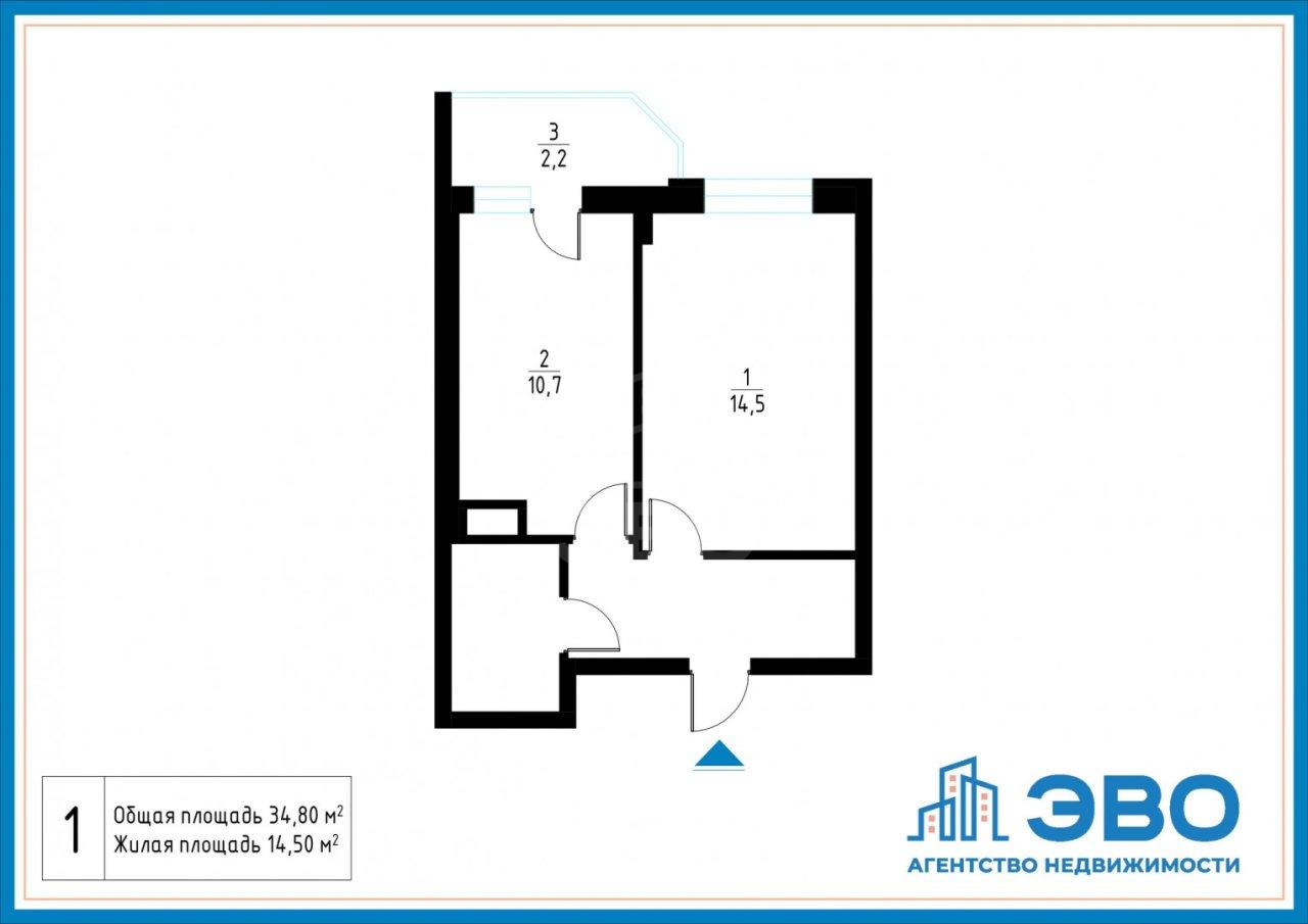 однокомнатная квартира в Ленинградской области по адресу: Воронцовский б-р., 19, к 1, литера А